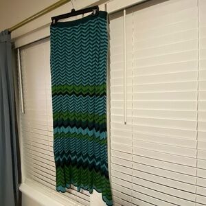 Double D Ranch Chevron Maxi Skirt in Blue and Green